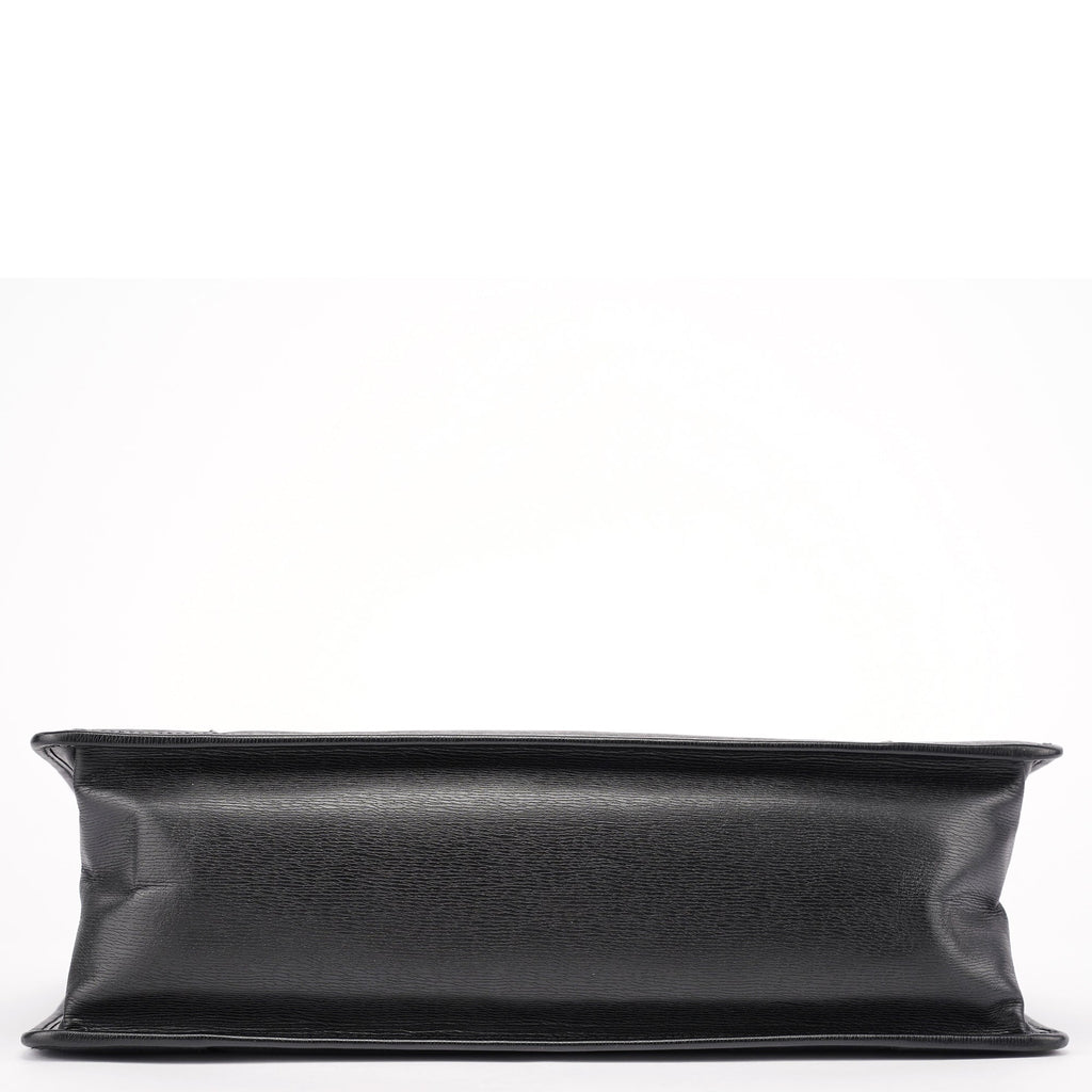 Black Structured Leather Tote Bag