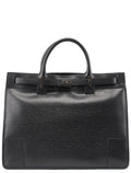 Black Structured Leather Tote Bag