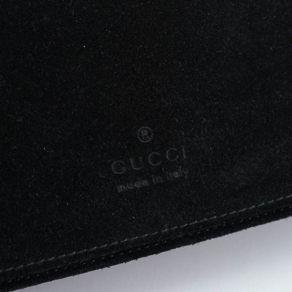 Black Suede Bamboo Flap Shoulder Bag