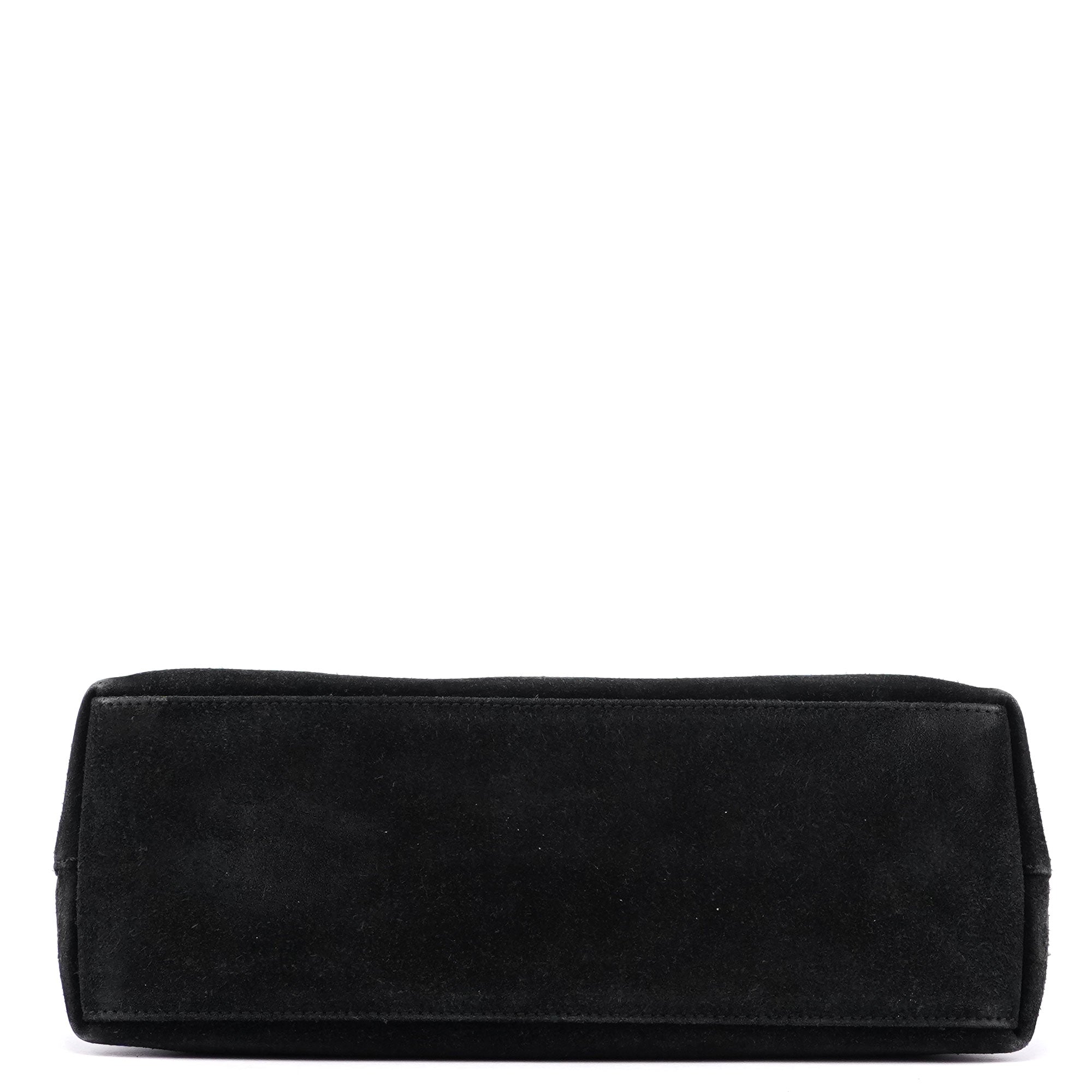 Black Suede Bamboo Hobo Shoulder Bag