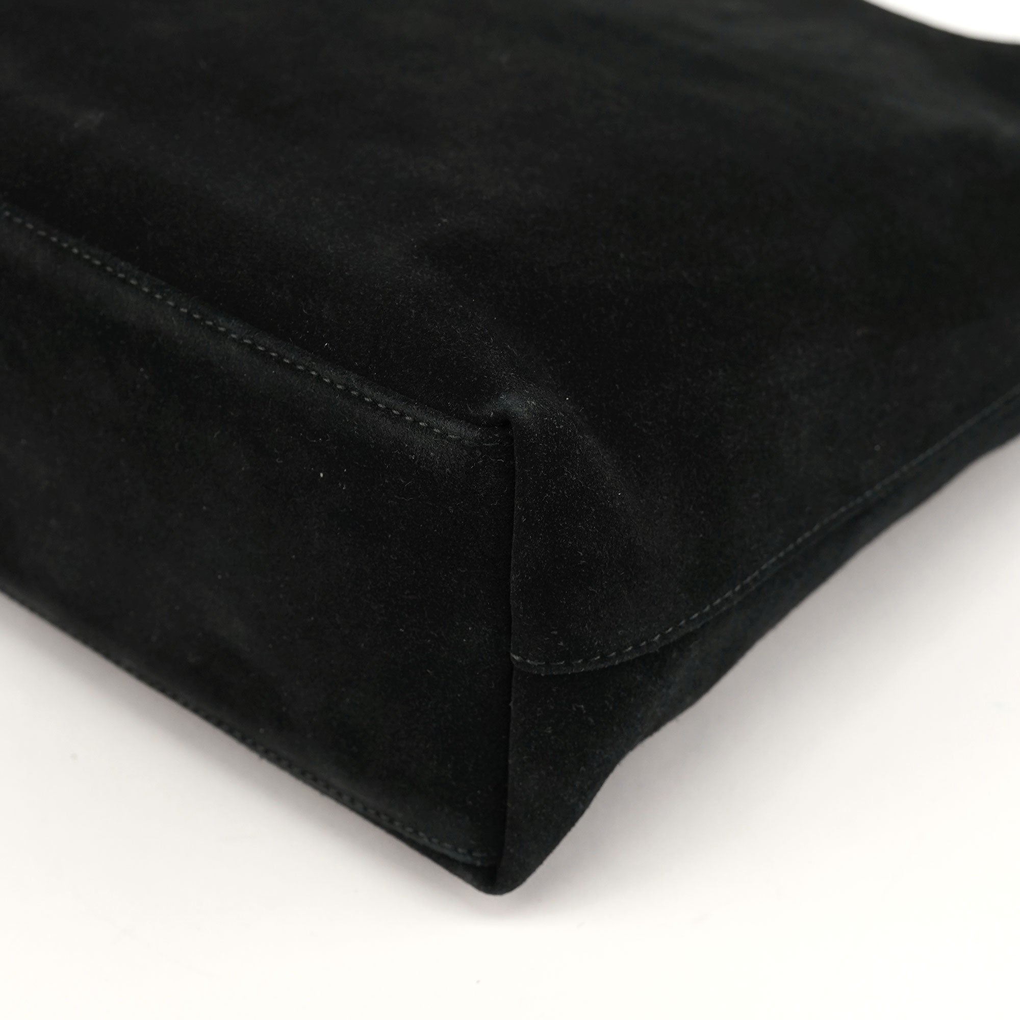 Black Suede Bamboo Shoulder Bag