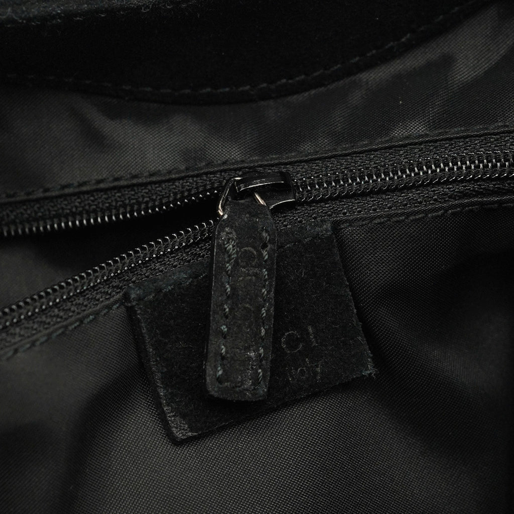 Black Suede Bamboo Shoulder Bag