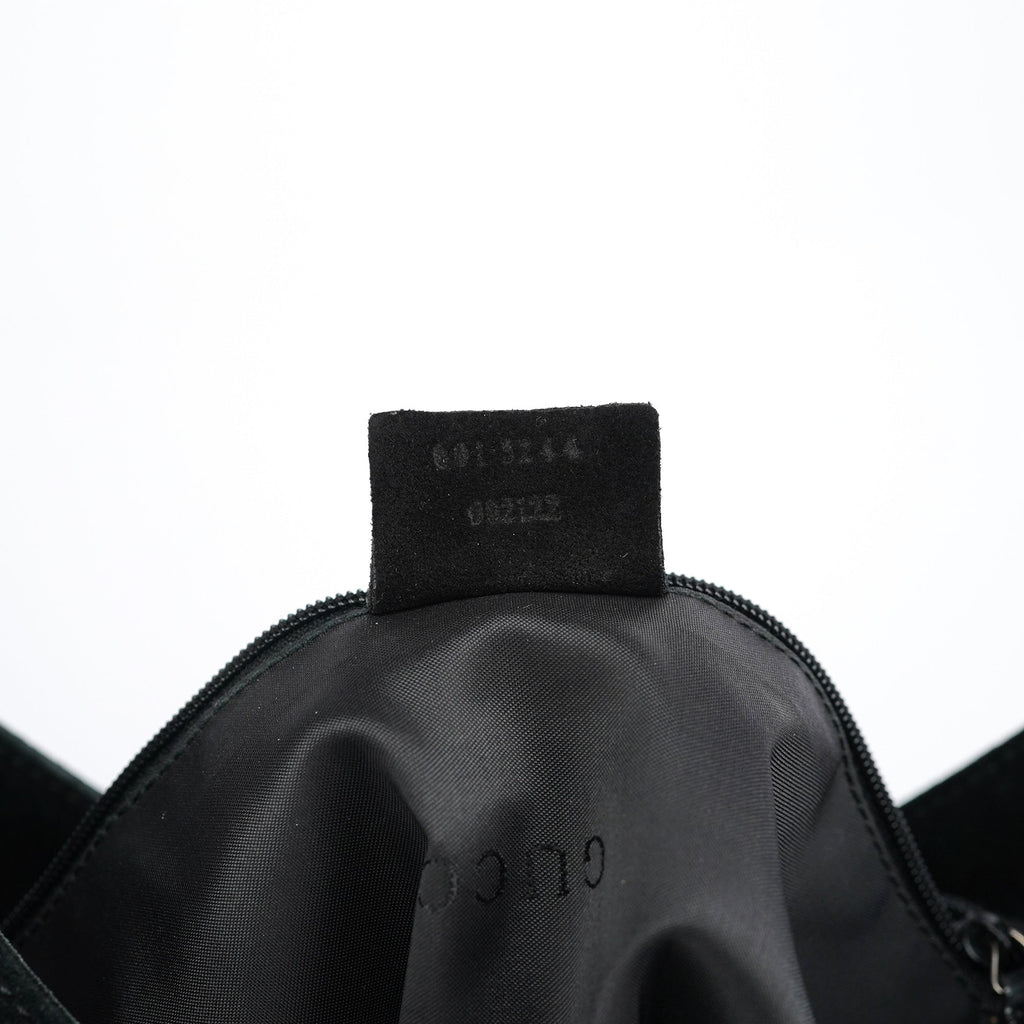 Black Suede Bamboo Shoulder Bag