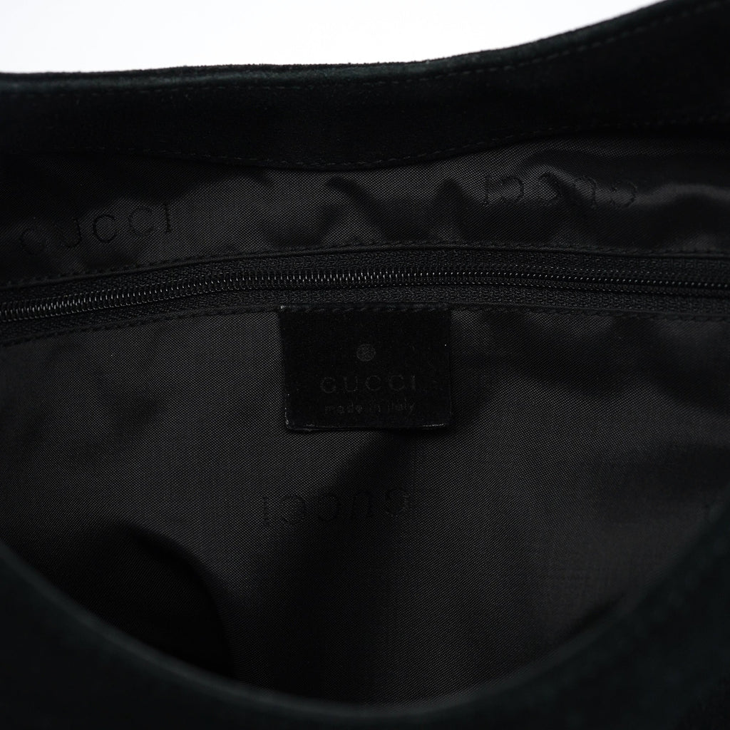 Black Suede Bamboo Shoulder Bag