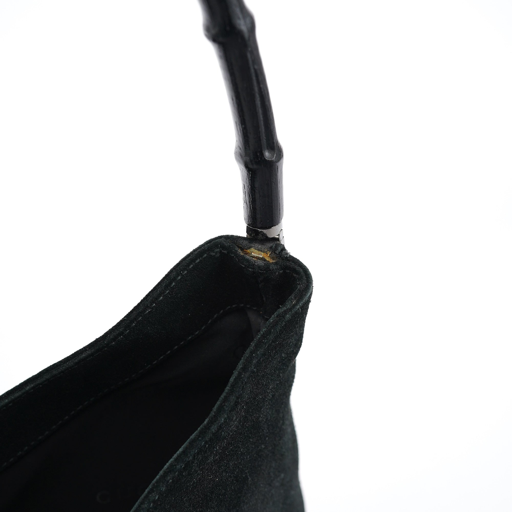 Black Suede Bamboo Shoulder Bag