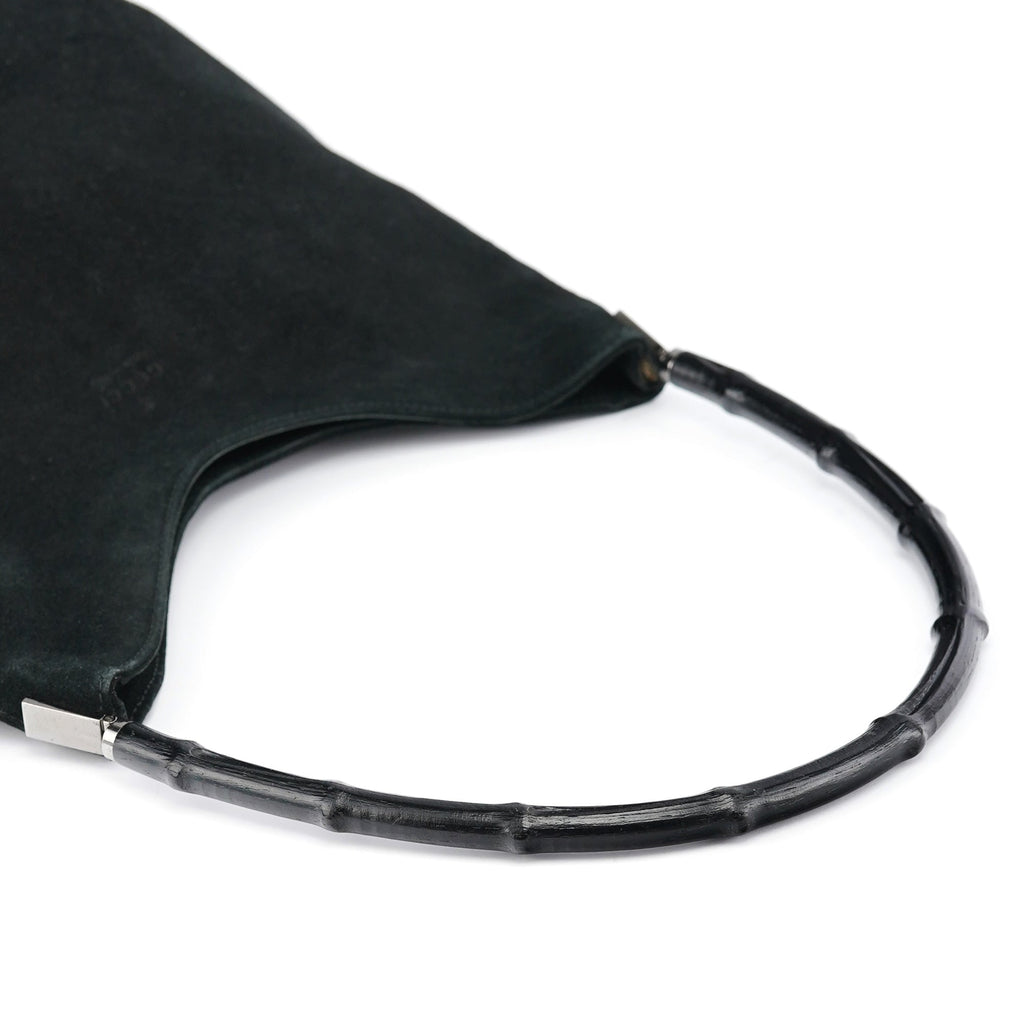 Black Suede Bamboo Shoulder Bag