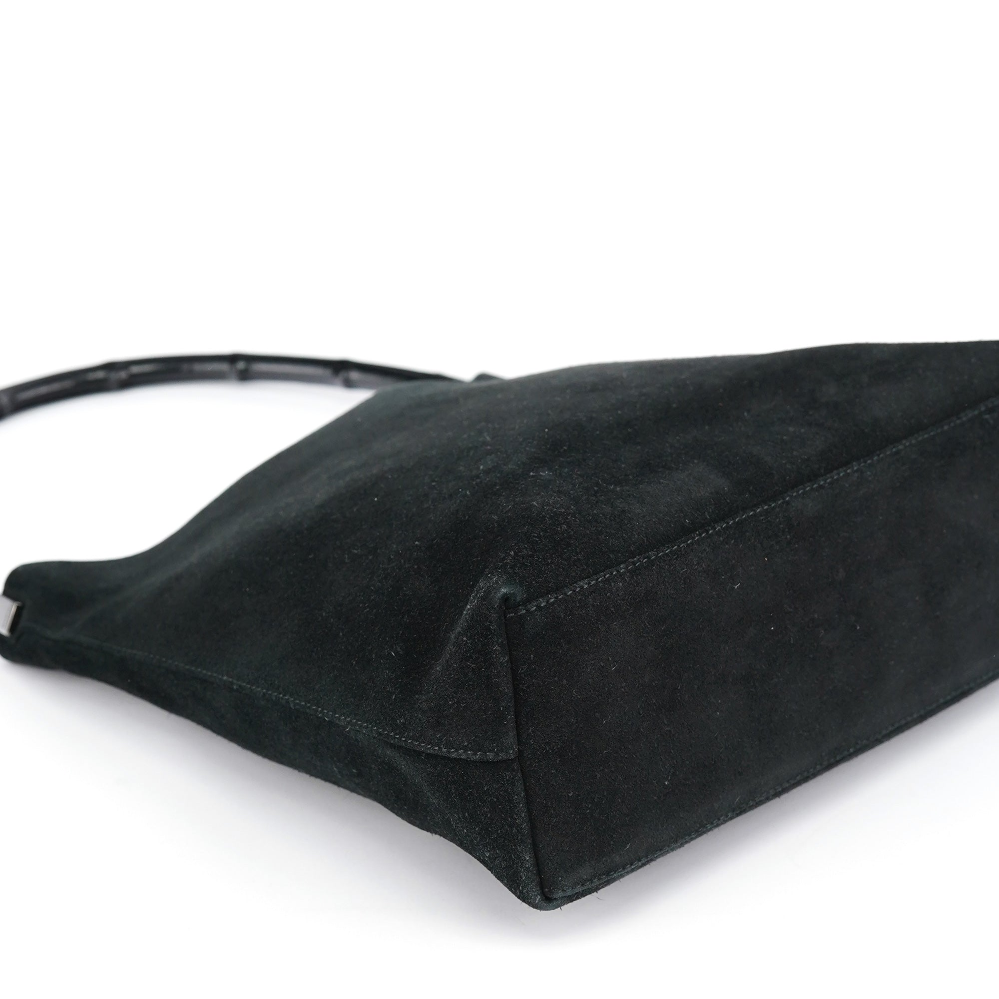 Black Suede Bamboo Shoulder Bag