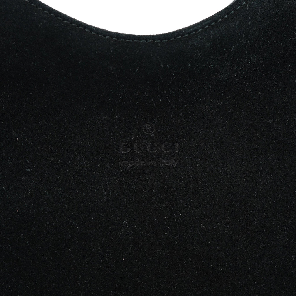 Black Suede Bamboo Shoulder Bag