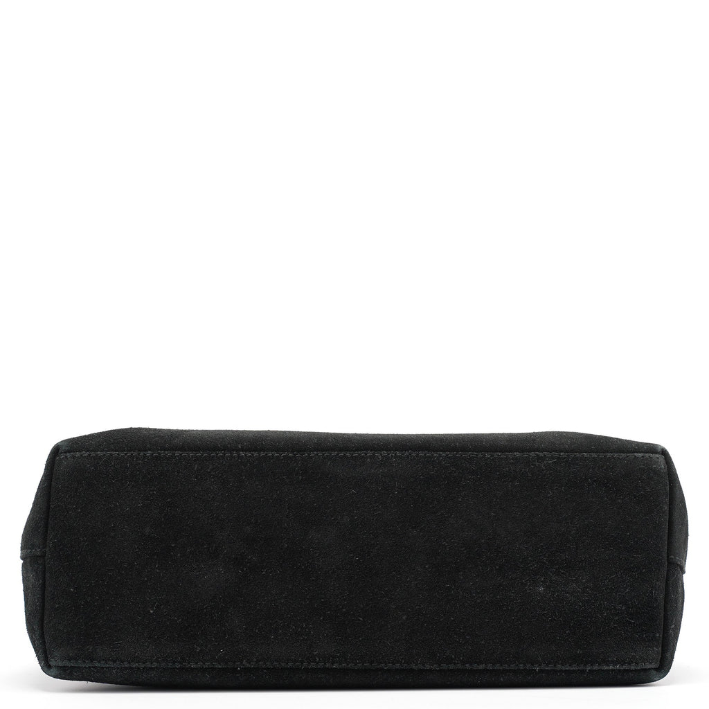Black Suede Bamboo Shoulder Bag