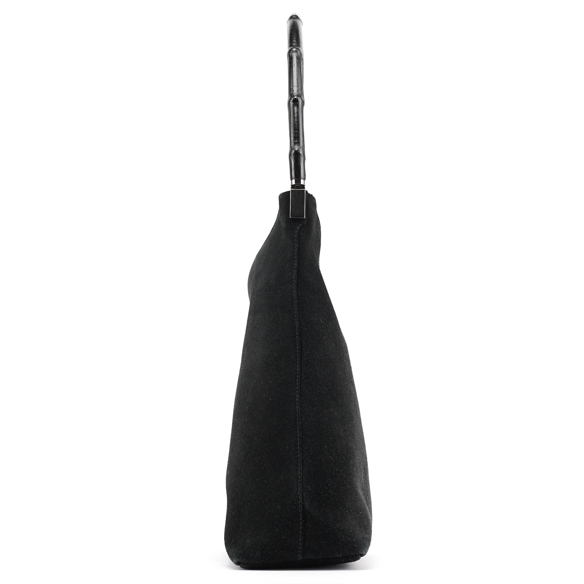 Black Suede Bamboo Shoulder Bag