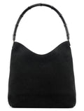 Black Suede Bamboo Shoulder Bag