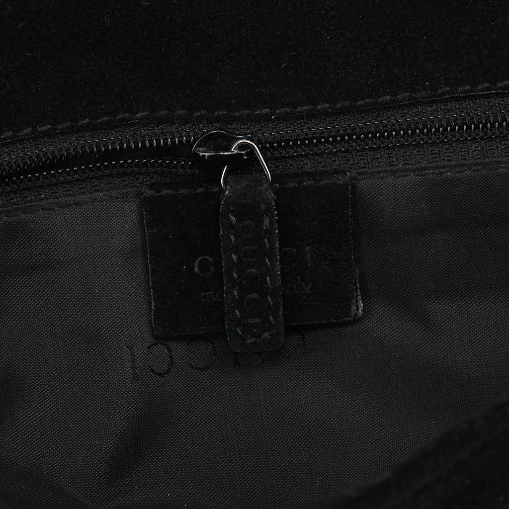 Black Suede Bamboo Shoulder Bag