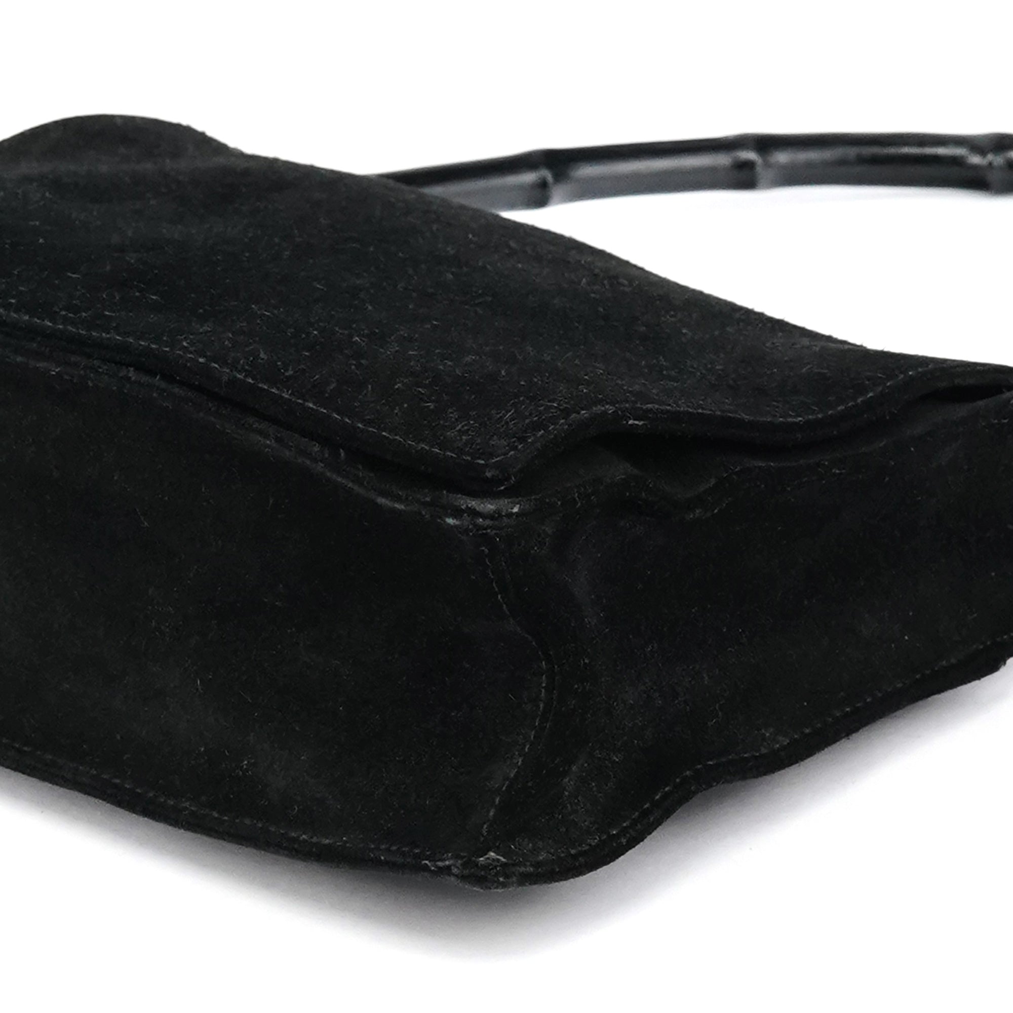Black Suede Bamboo Shoulder Bag