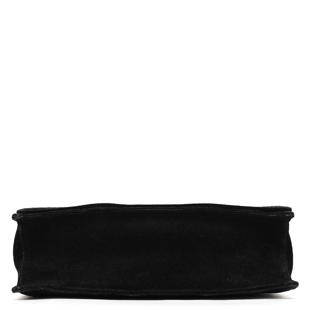 Black Suede Bamboo Shoulder Bag