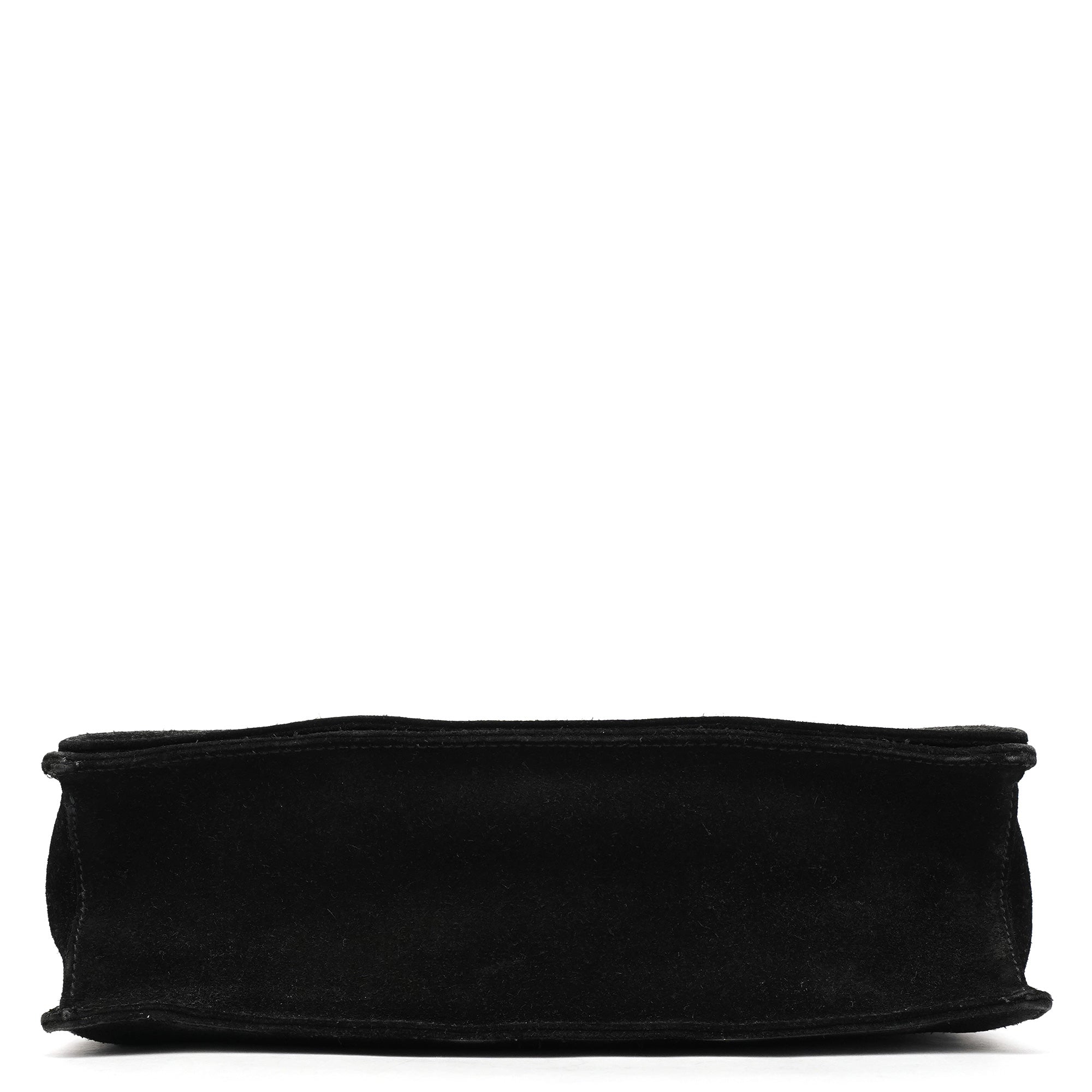 Black Suede Bamboo Shoulder Bag