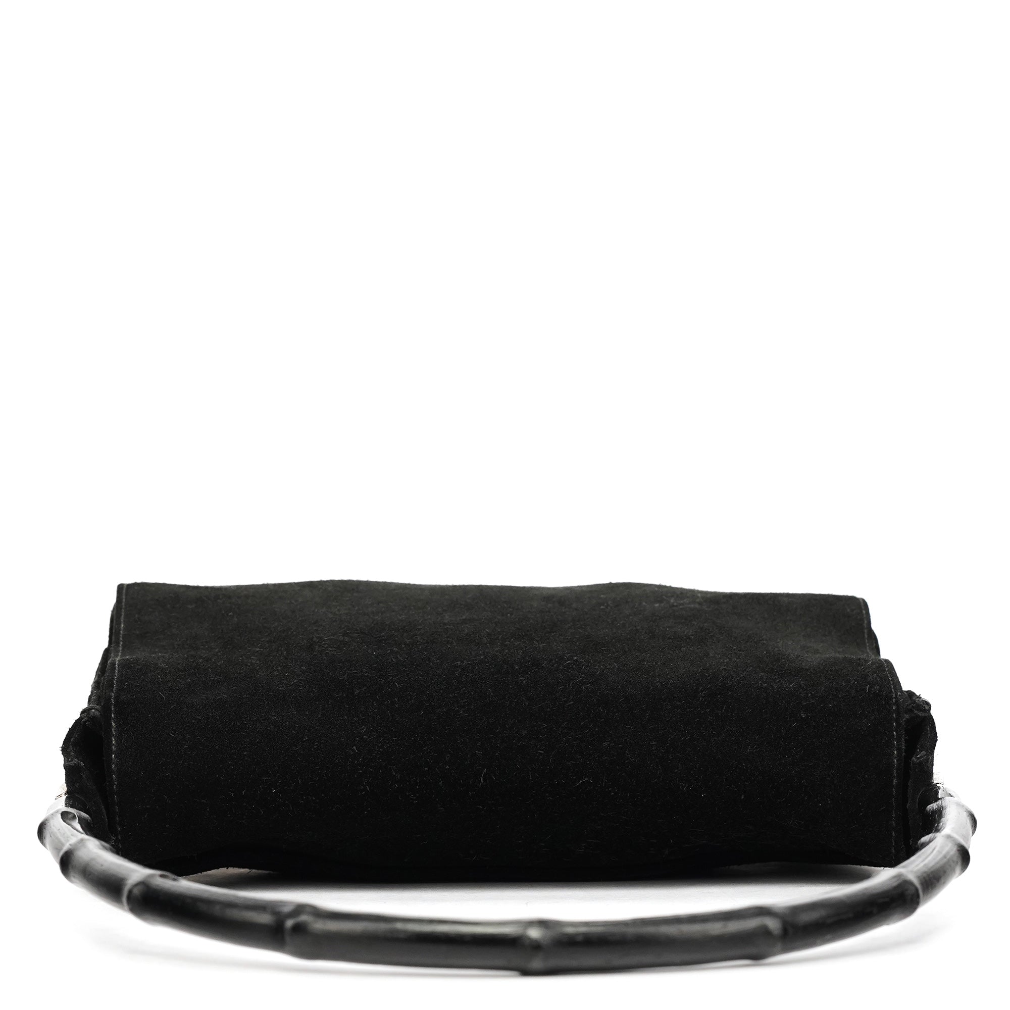 Black Suede Bamboo Shoulder Bag