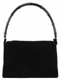 Black Suede Bamboo Shoulder Bag