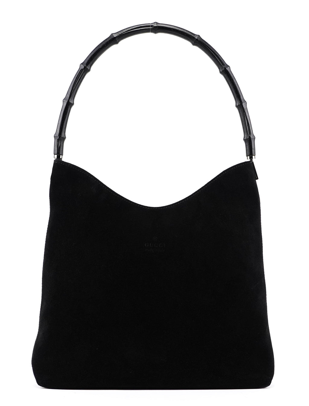 Black Suede Bamboo Shoulder Bag