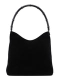 Black Suede Bamboo Shoulder Bag