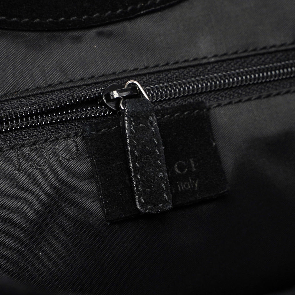 Black Suede Bamboo Shoulder Bag