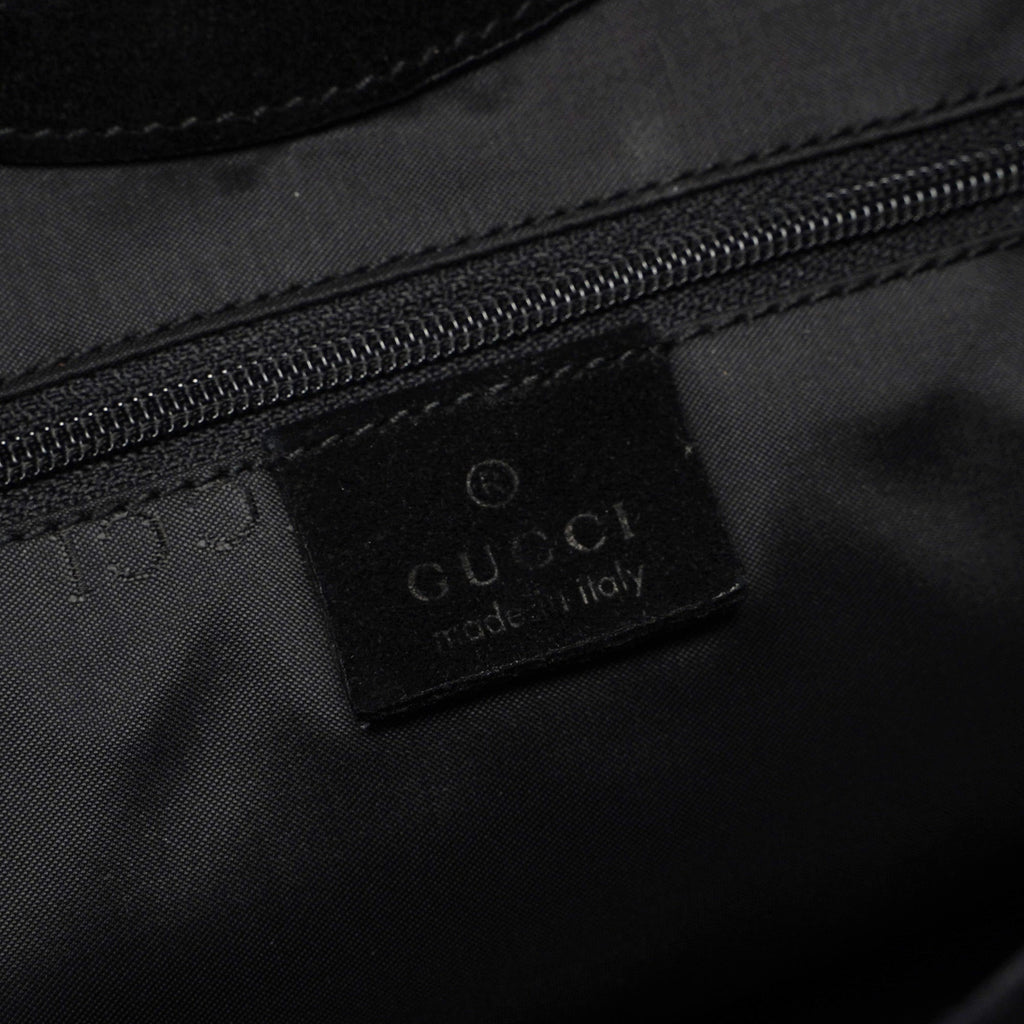 Black Suede Bamboo Shoulder Bag