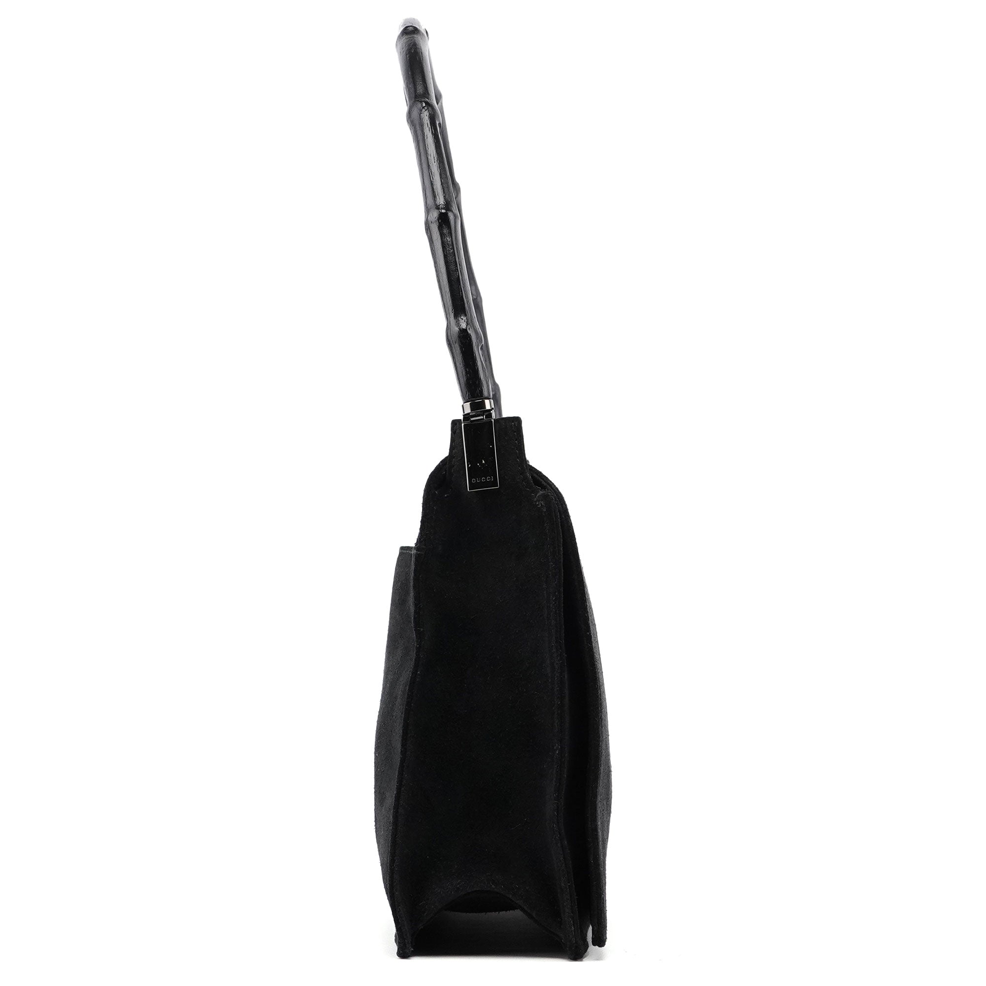 Black Suede Bamboo Shoulder Bag
