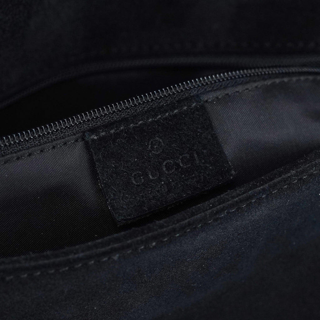 Black Suede Bamboo Shoulder Bag