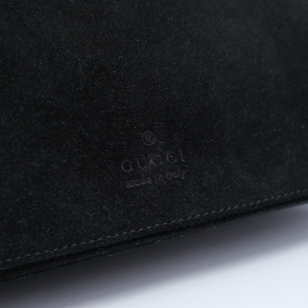 Black Suede Bamboo Shoulder Bag