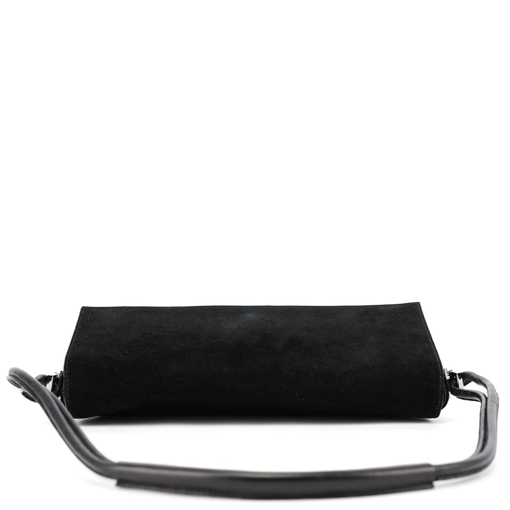 Black Suede Calfskin Shoulder Bag
