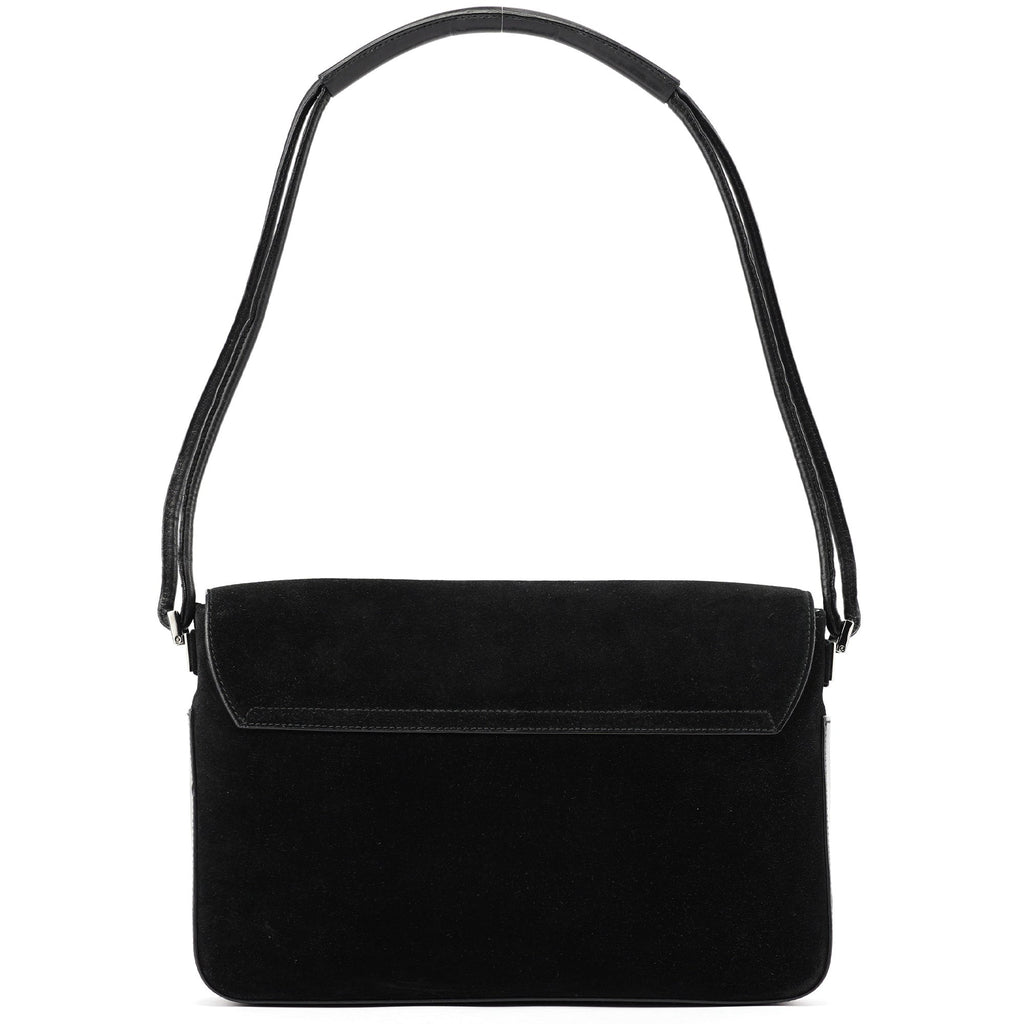 Black Suede Calfskin Shoulder Bag