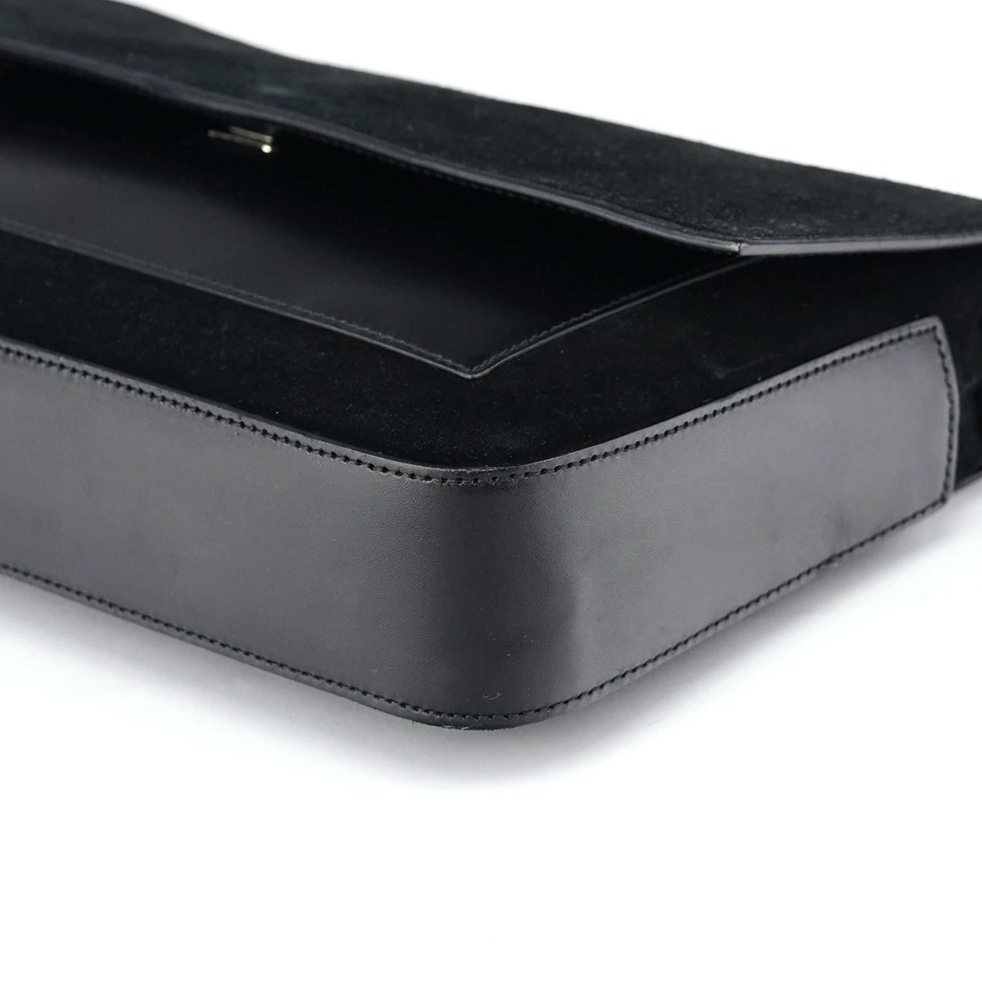 Black Suede Calfskin Shoulder Bag