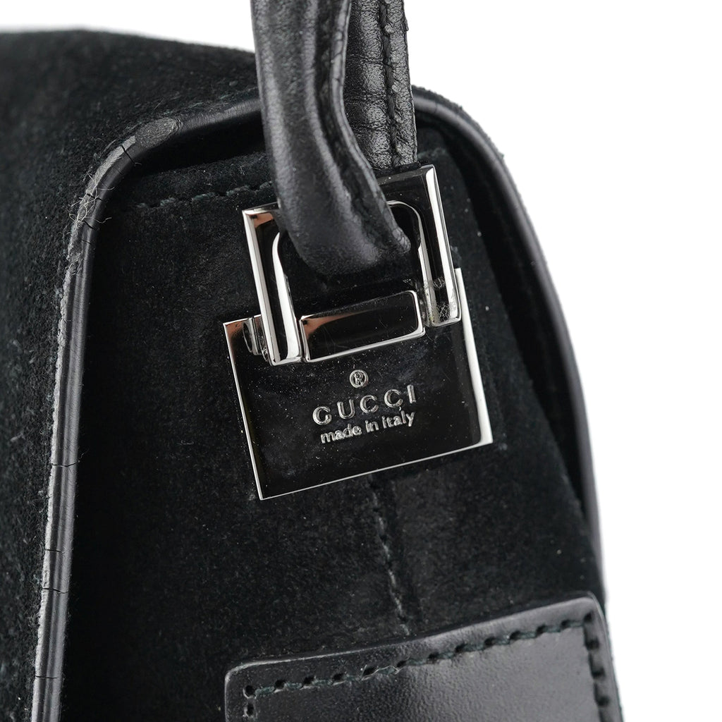 Black Suede Calfskin Shoulder Bag