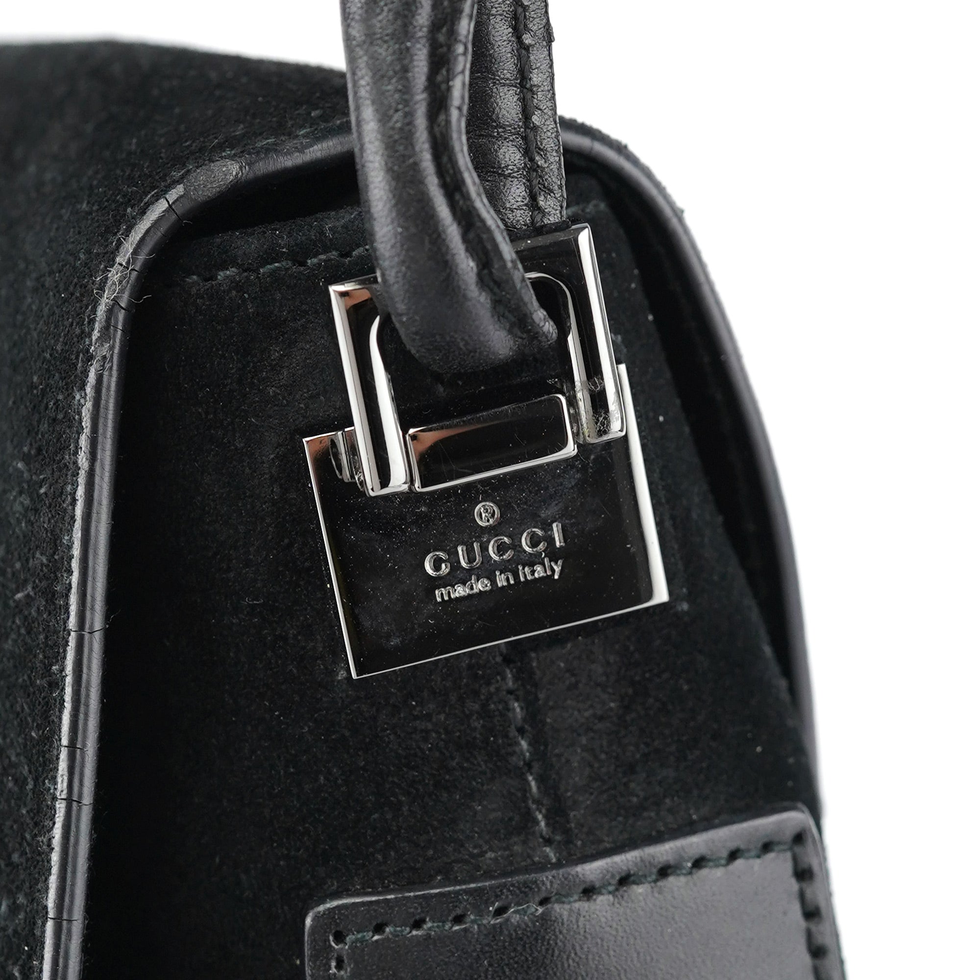 Black Suede Calfskin Shoulder Bag