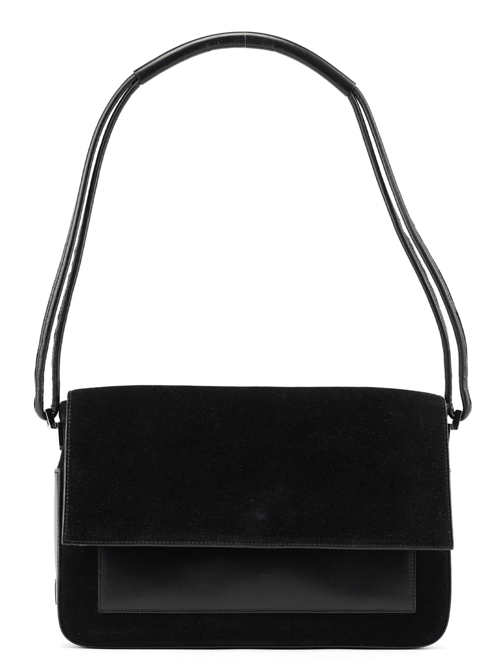 Black Suede Calfskin Shoulder Bag