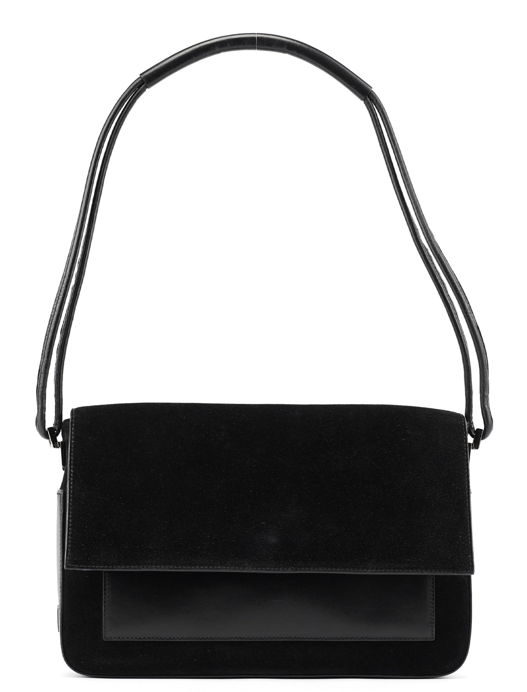 Black Suede Calfskin Shoulder Bag