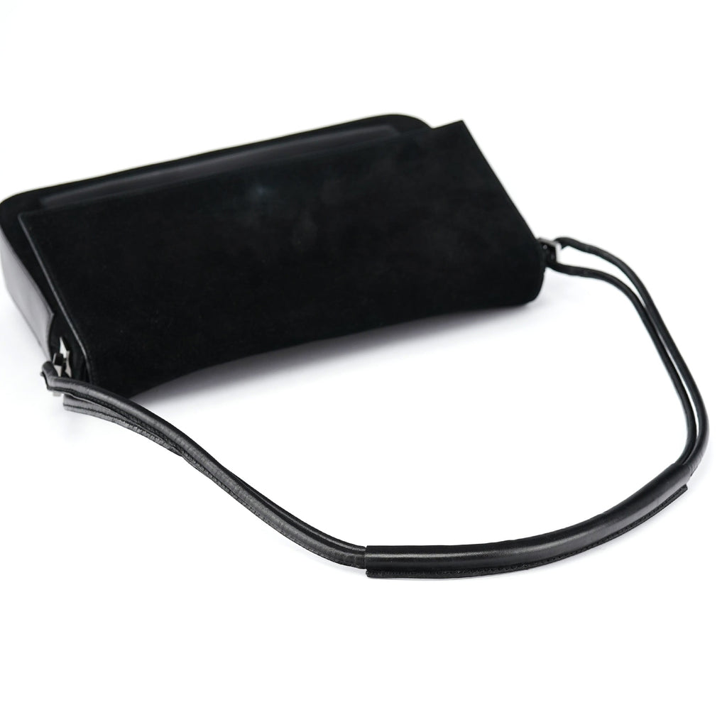 Black Suede Calfskin Shoulder Bag