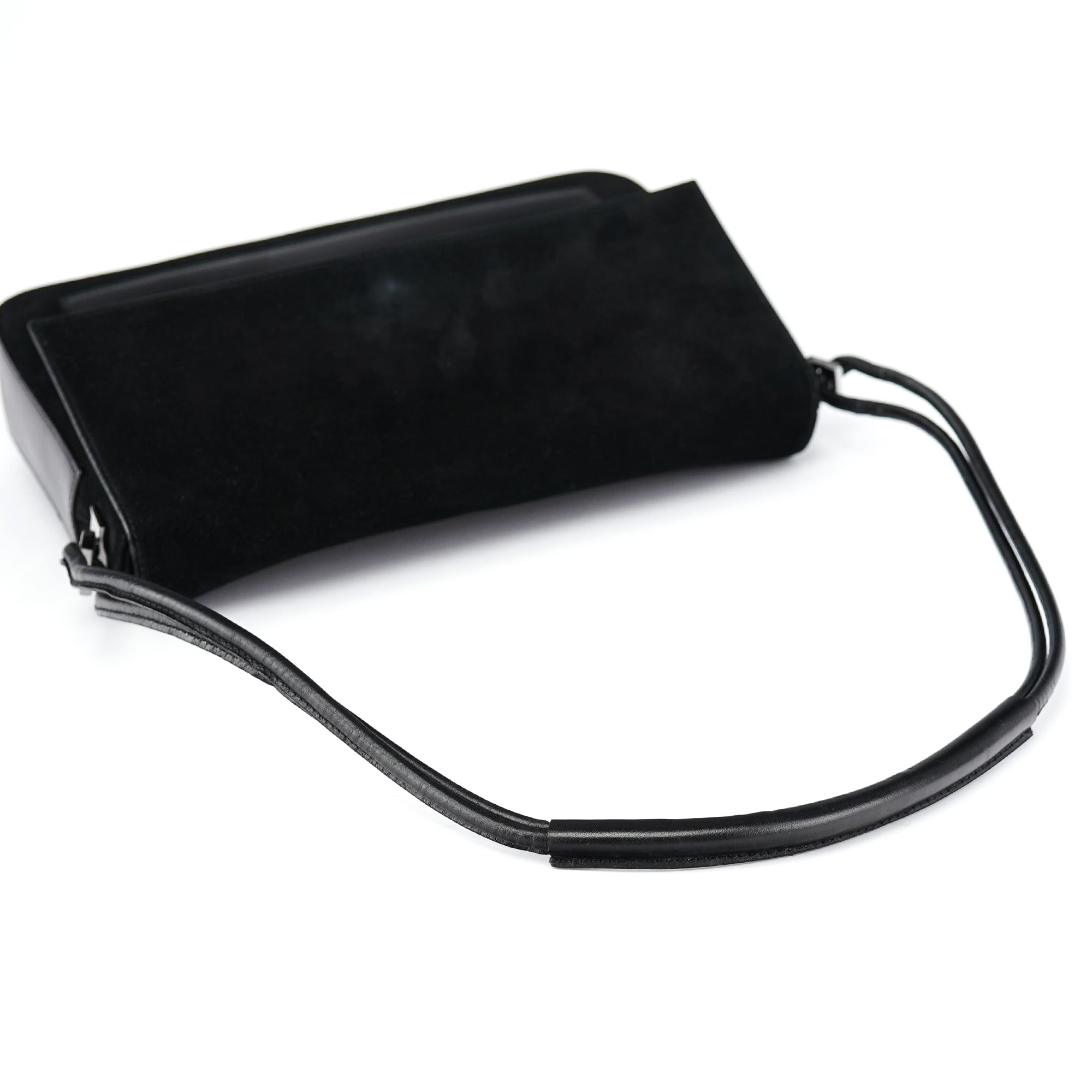 Black Suede Calfskin Shoulder Bag