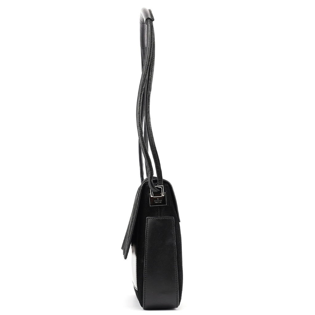 Black Suede Calfskin Shoulder Bag