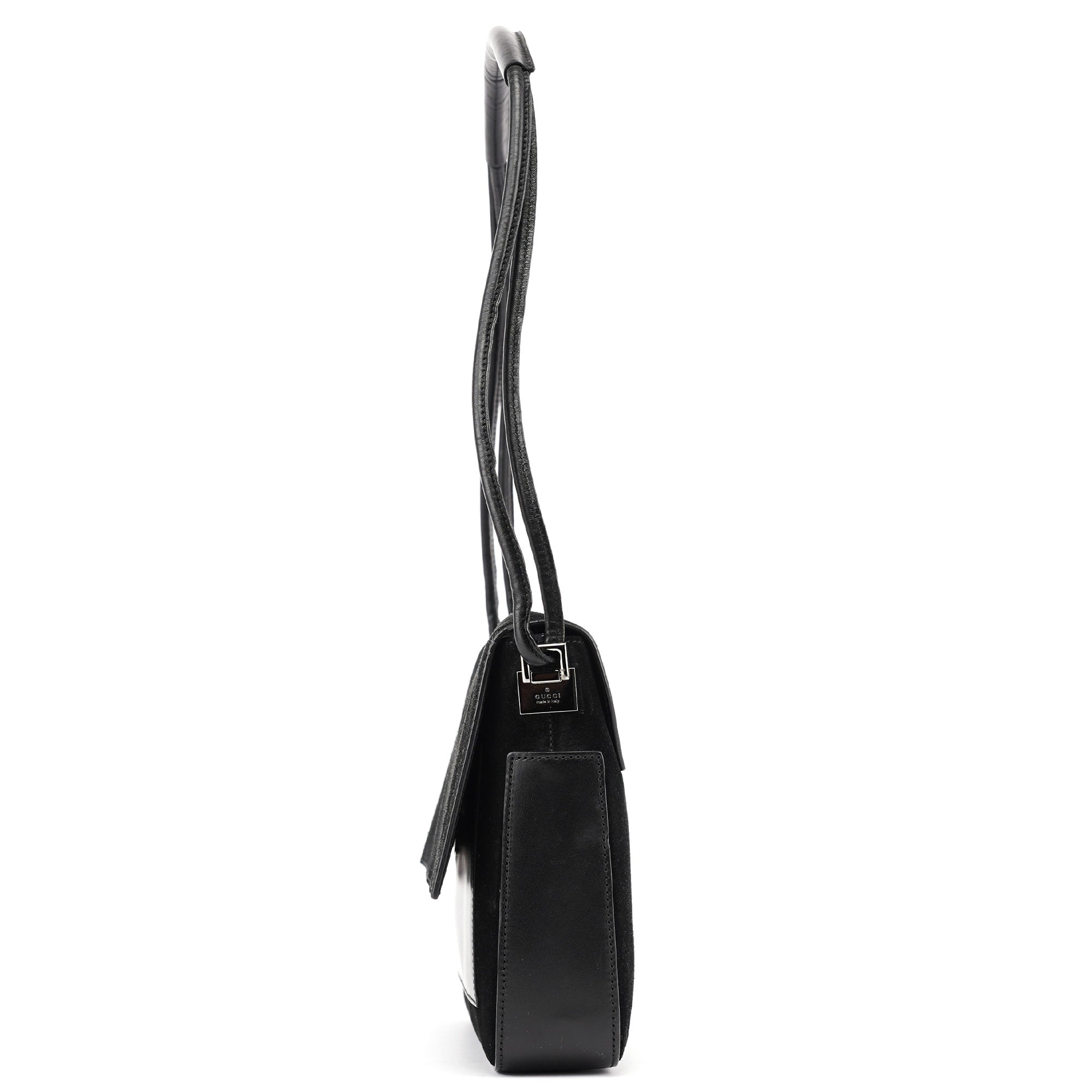 Black Suede Calfskin Shoulder Bag