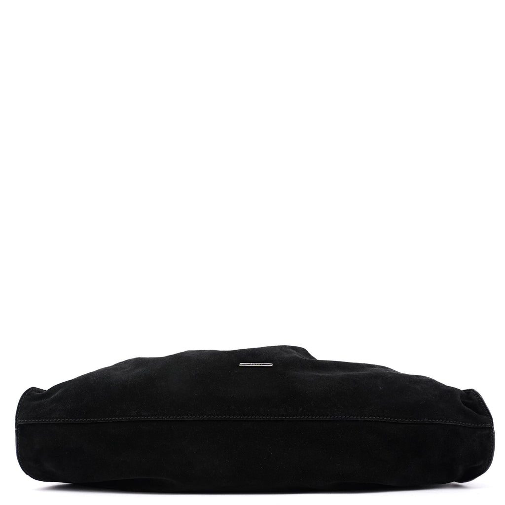 Black Suede Dual Handle Bag