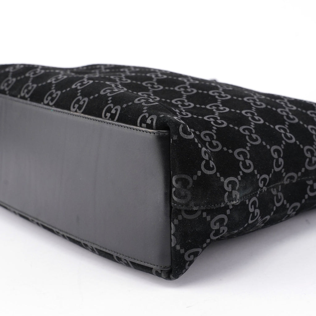 Black Suede GG Hobo Shoulder Bag