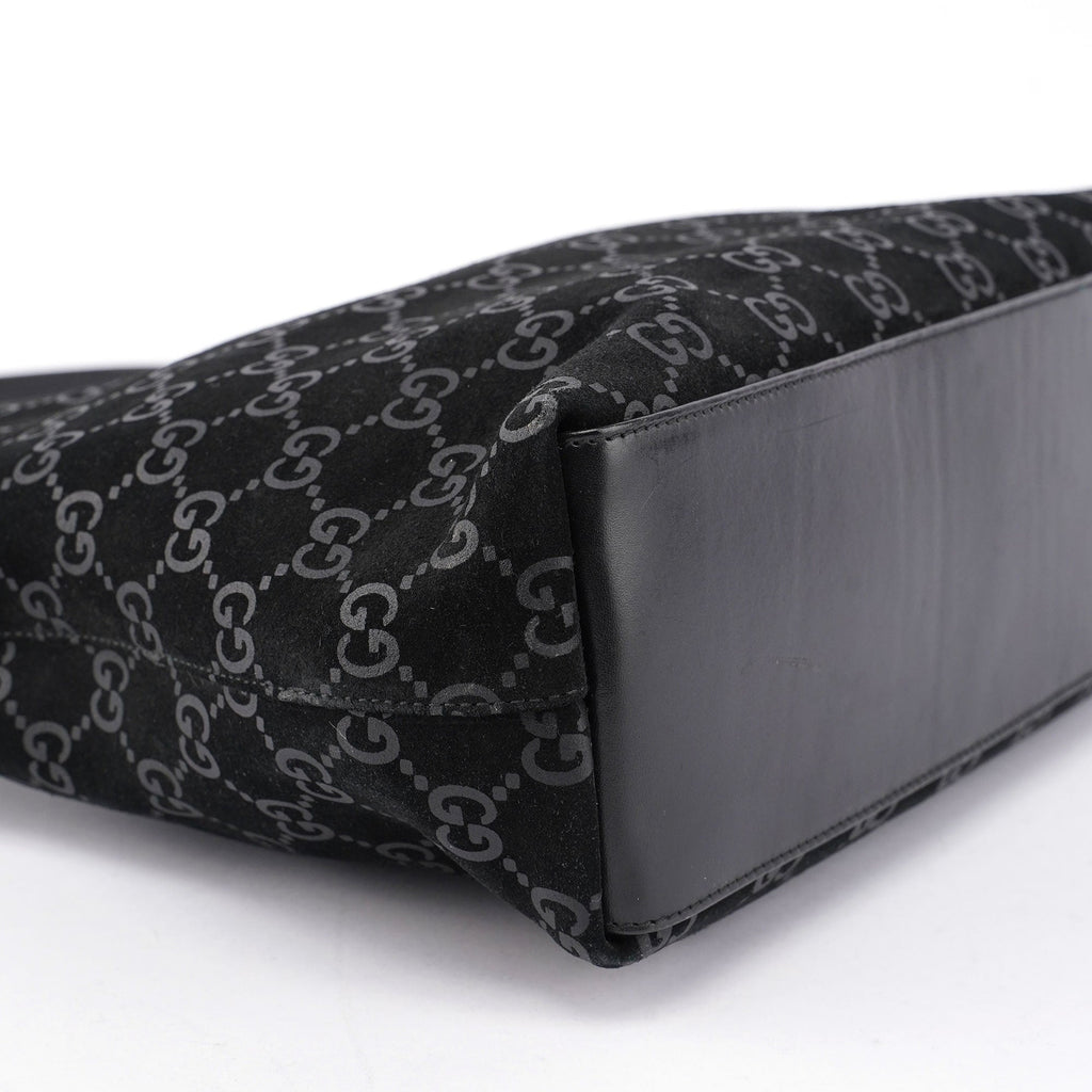Black Suede GG Hobo Shoulder Bag