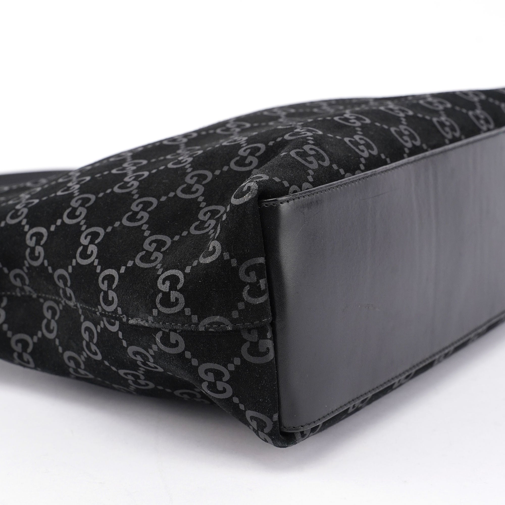 Black Suede GG Hobo Shoulder Bag