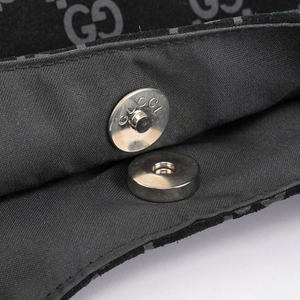 Black Suede GG Hobo Shoulder Bag