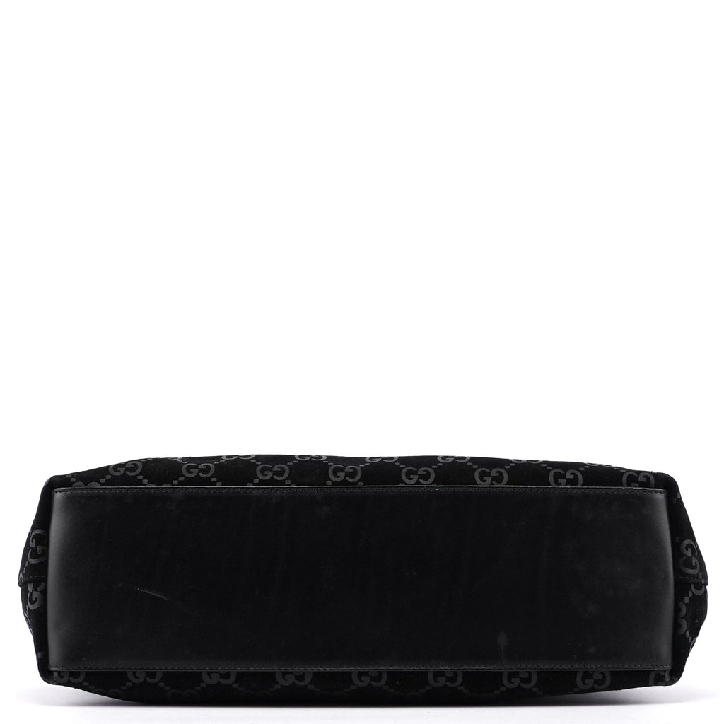 Black Suede GG Hobo Shoulder Bag