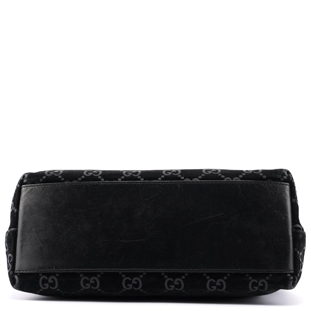 Black Suede GG Hobo Shoulder Bag
