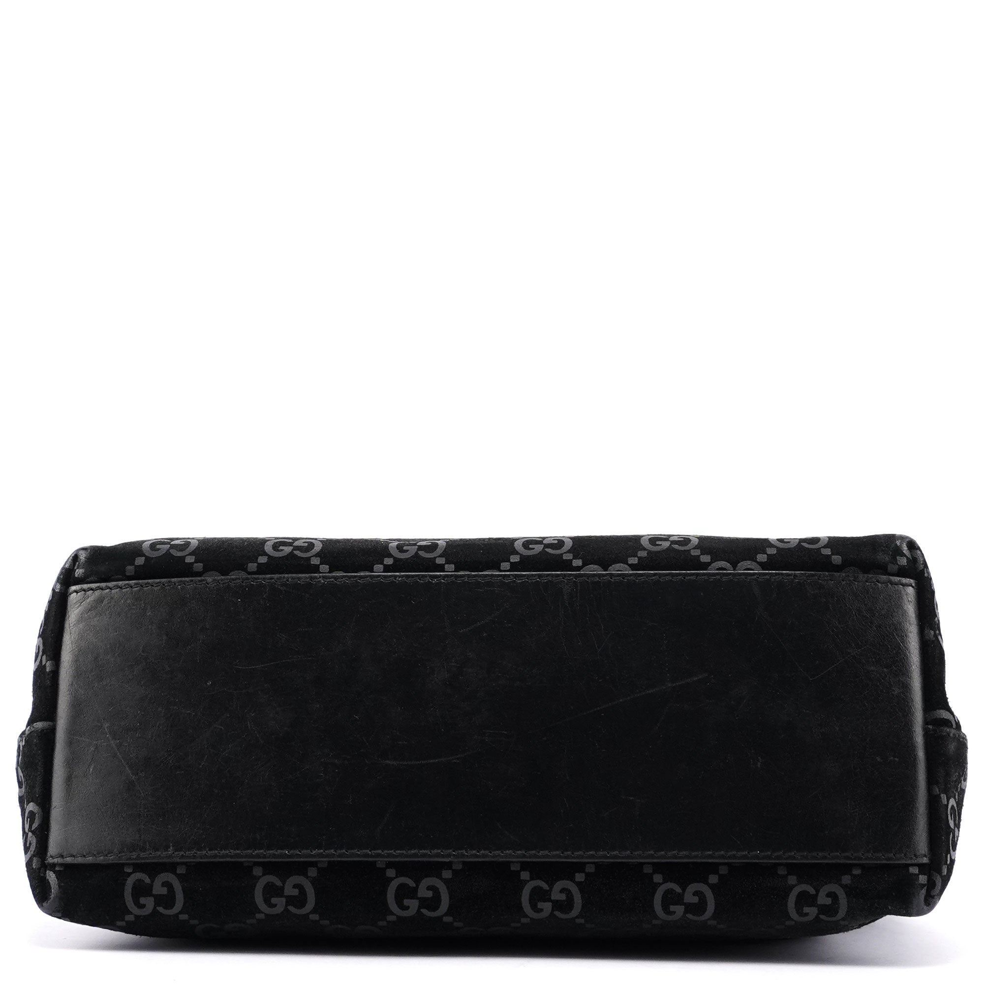 Black Suede GG Hobo Shoulder Bag