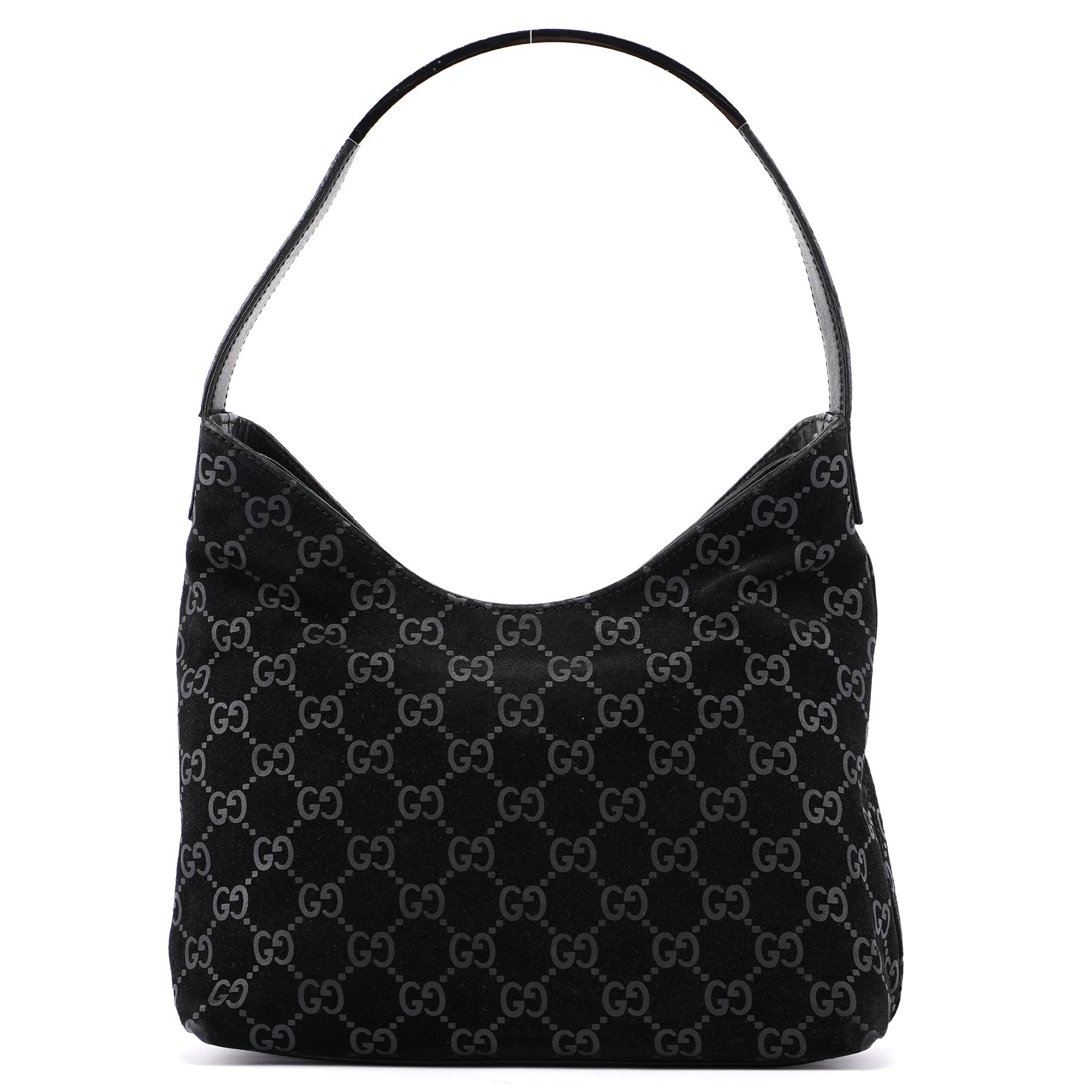 Black Suede GG Hobo Shoulder Bag