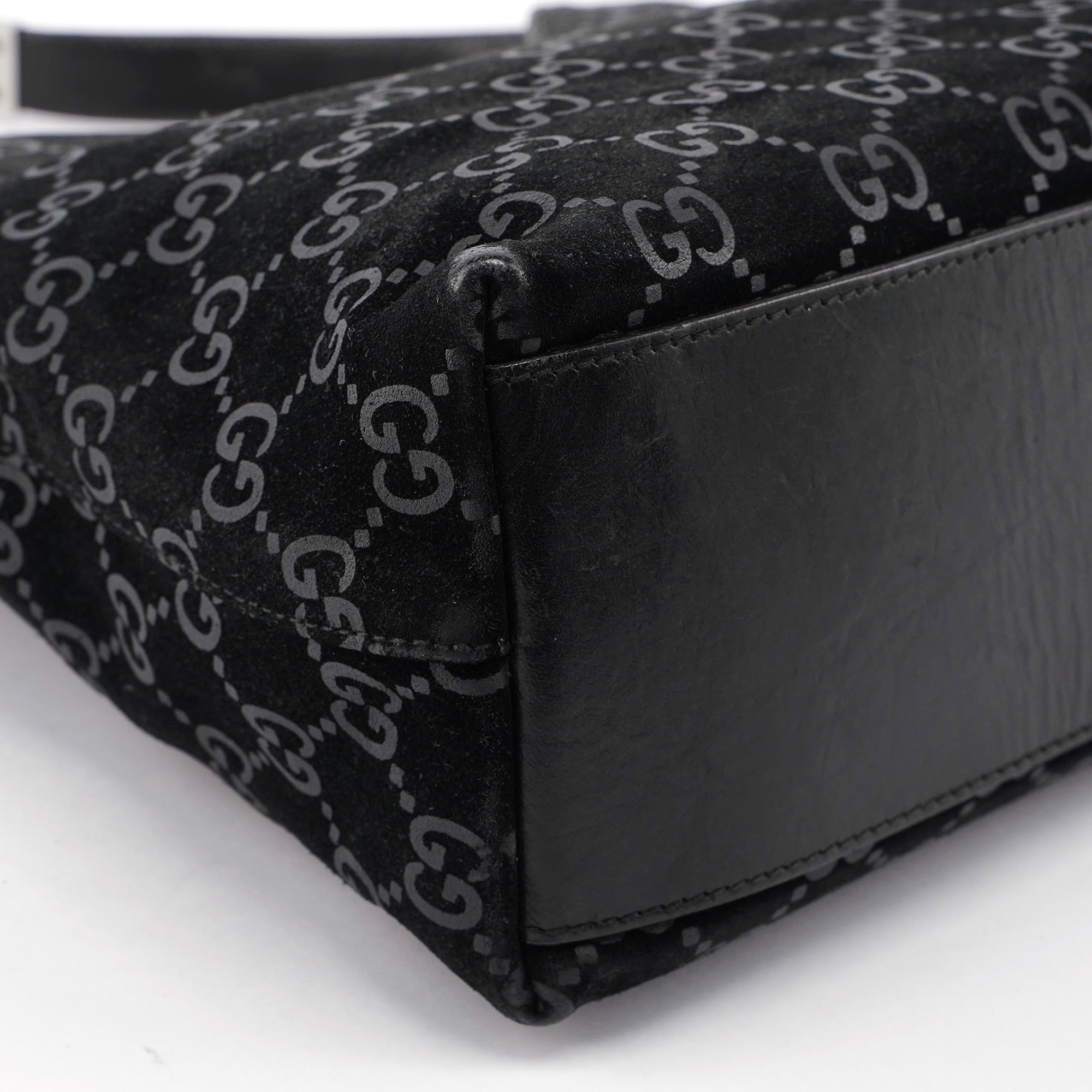 Black Suede GG Hobo Shoulder Bag