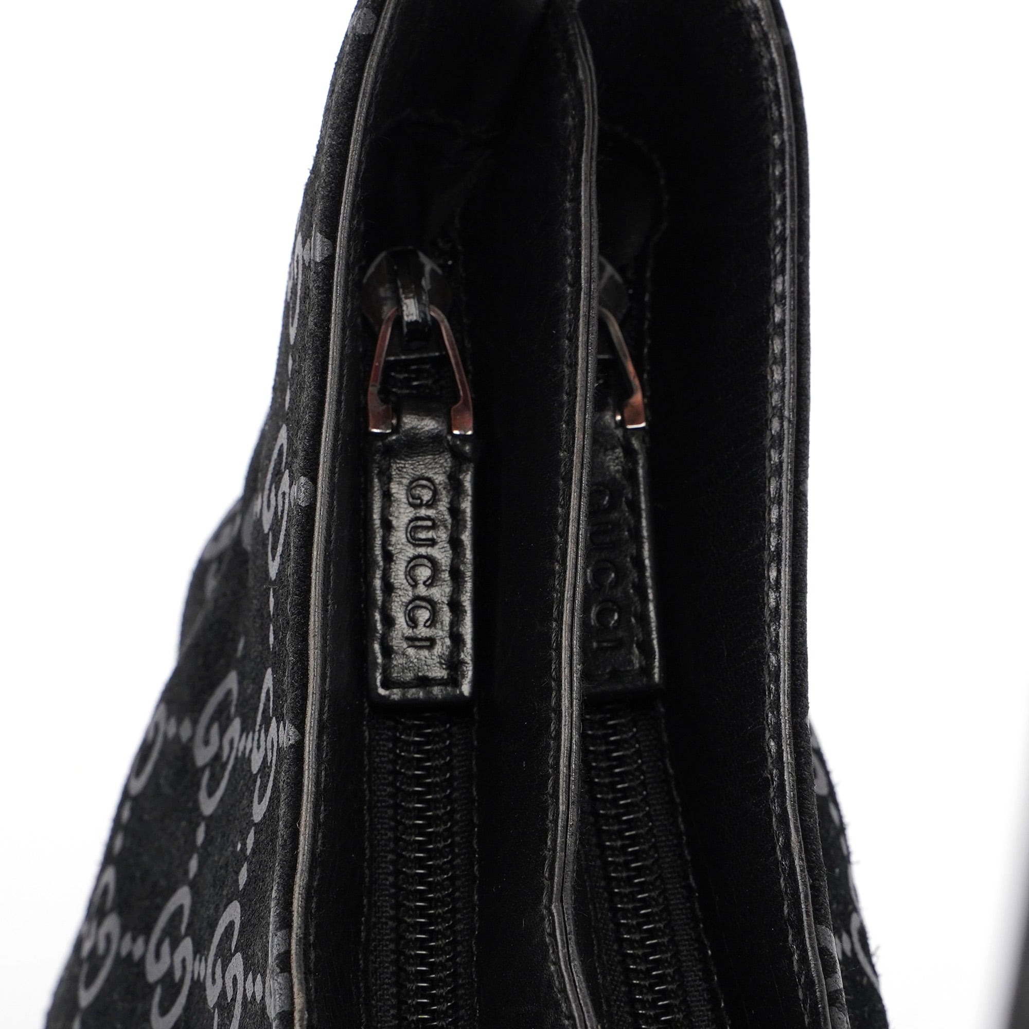 Black Suede GG Hobo Shoulder Bag
